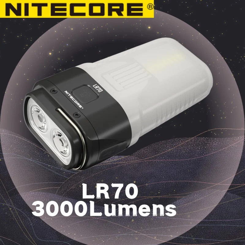 NITECORE 충전식 손전등, 보조배터리 내장 배터리, 3000 루멘, LR70