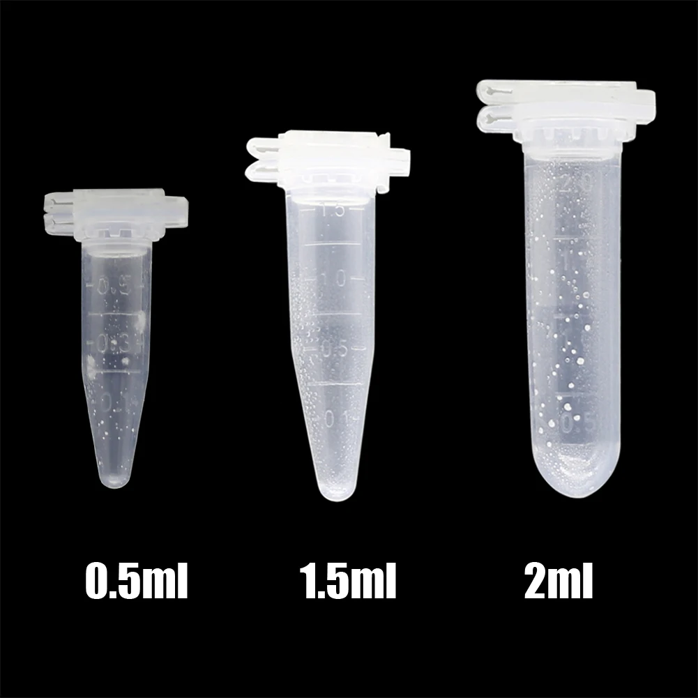 100 Stuks 0.5Ml/1.5Ml/2Ml Micro Centrifuge Buis Met Dop Monster Flesje Container Reageerbuis Transparant Plastic Buis Lab Instrument