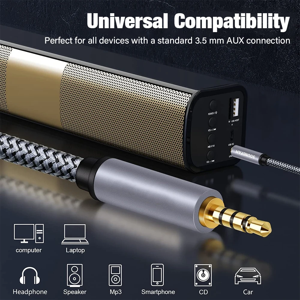 Premium 3.5mm Audio Aux Cable – High-Quality Sound Connection for Headphones, Laptops, Music Players, and Car Audio (Available in 1m, 3m, 5m, 10m Lengths)
