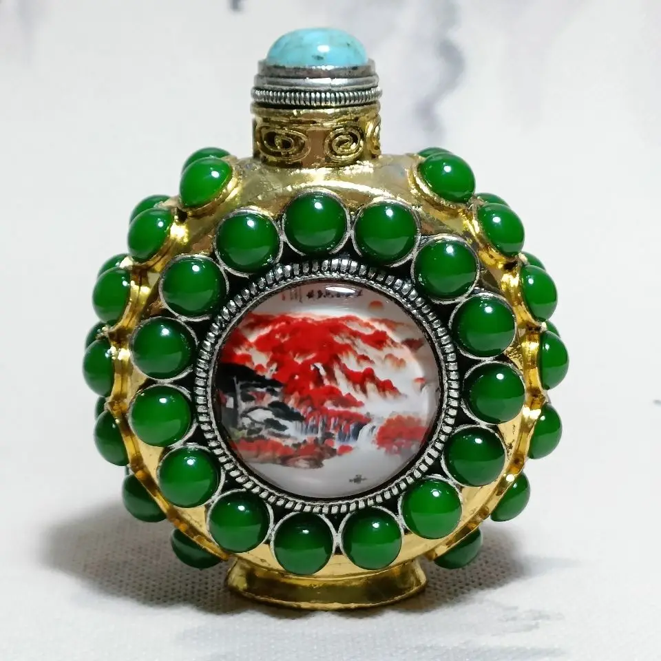 Pendant with Double-sided Glows at night Landscape map Sniffer bottle Handmade Locket Classical Ornament Charm Accessories