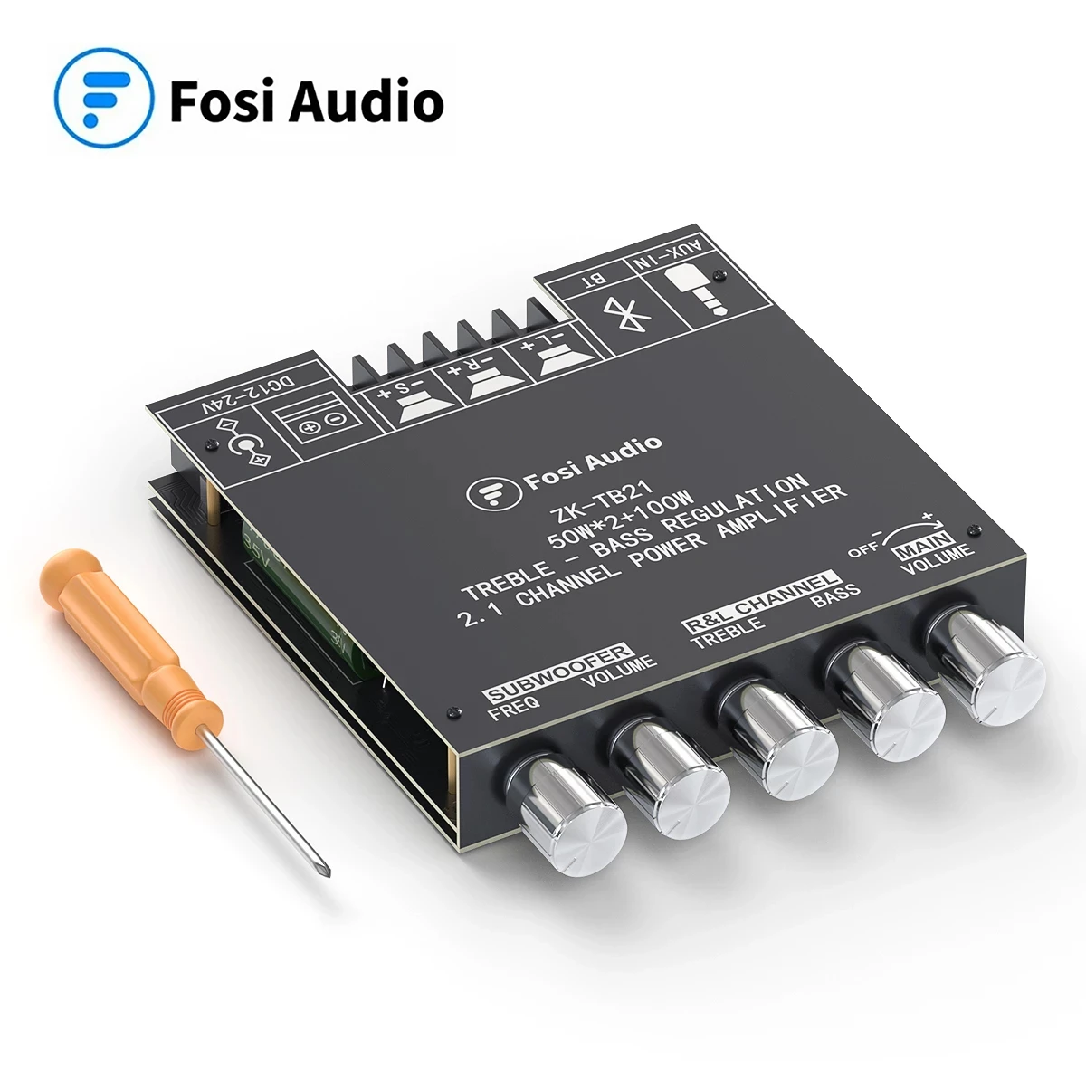 5 channel amp Fosi Audio TB21 Bluetooth Sound Power Amplifier Board 2.1 Channel Mini Wireless Audio Digital Amp Module 50W x2 100W Subwoofer sound amplifier