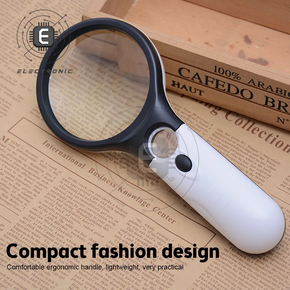 Description Picture 6 of item3 LED Light 45X Magnifying Glass Lens Mini Pocket Handheld Microscope Reading Jewelry Loupe Handheld Magnifiers