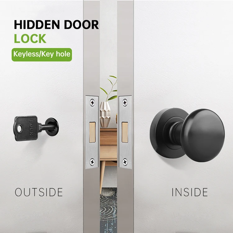 corredor, deslizante maçaneta, fechadura mecânica Keyless, trava Hardware, preto