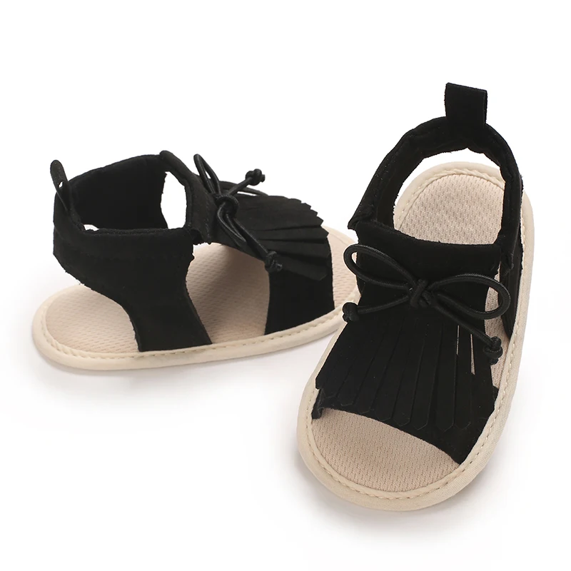 Girl Baby Summer Tassel Sandals Soft Non Slip Cloth Sole Baby Walking Shoes Vintage Elegant Children's Shoes 5