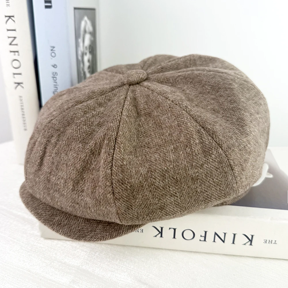 Graue achteckige Kappe Vintage Woolen Newsboy Caps Hochwertige Männer Frauen Berets Casual Newsboy Cap Chapeau Homme – Detail 10