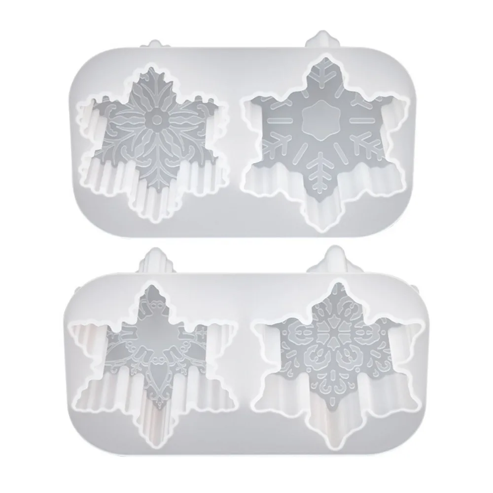 Description Picture 6 of item2 Holes Beautiful Snowflake Candle Making Set Relief Flower Handmade Soap Silicone Moulds Christmas Gypsum Molds Chocolate Gifts