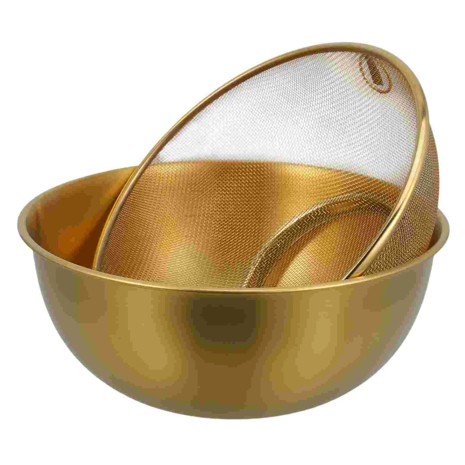 

Stainless Steel Colander and Bowl Set Kitchen Colander Strainer Basket Mesh Strainer Basket Drainer Rice Basket Washer Bowl