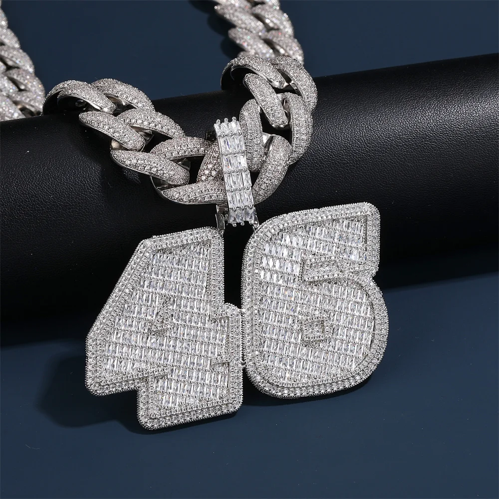 Rapper Chain Letters Iced Out Baguettecz Custom Name Big Letter Pendant Cuban Chain Necklace ...