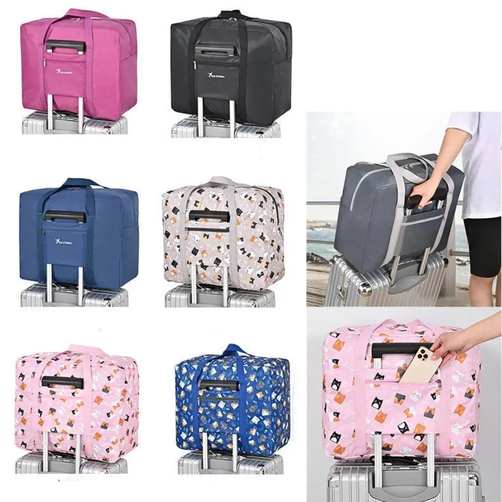 Waterproof Oxford Travel Duffel Bag Portable Large Capacity Foldable Clothing Storage Bag Cartoon Print Lightweight Luggage Bag