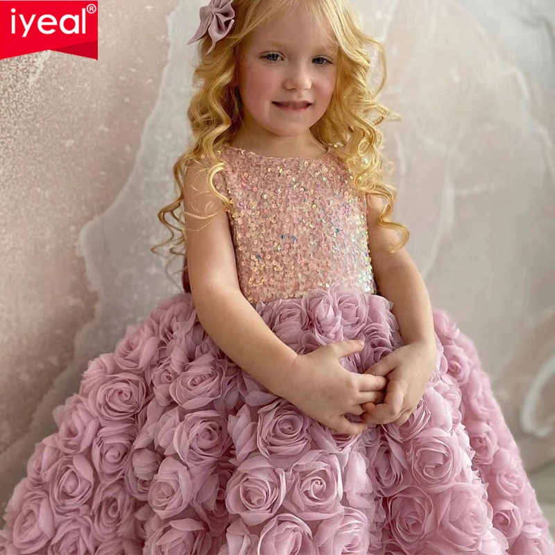 iyeal-2023-new-children's-dress-princess-dress-temperament-girls'-dress-fashionable-princess-children's-dress-rose-fairy-dress