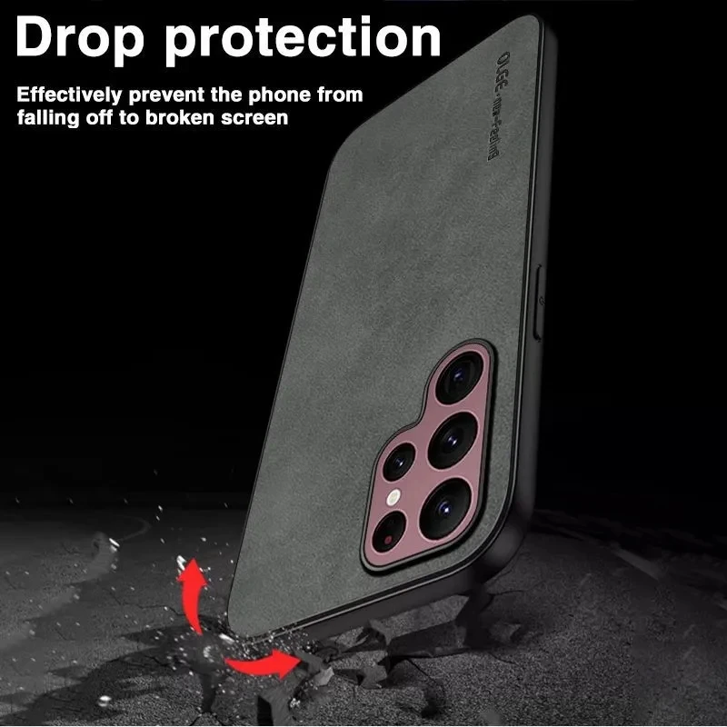 Coque de téléphone classique en peau de mouton, étui en cuir mat pour Samsung Note 20 Ultra 10 Plus S23 S22 S21 S20 FE_voghion.com
