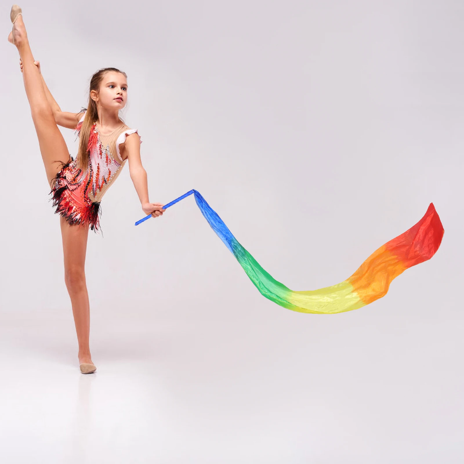 Gymnastics Ribbon Colorful Dance Ribbons Artistic Performing Ribbon Dancing Streamers Gymnastics Supplies Fitness Body 2Pcs
