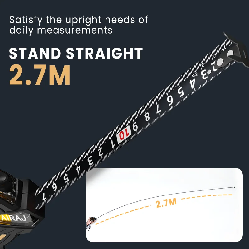 AIRAJ 3M to 10M Metric Self-Locking Tape Measure with Rubberized Coating, High – Precision Straightedge Measuring Tool Hand Tool BEST SELLERS