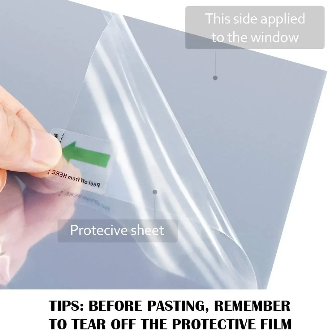 One Way Mirror Window Film Privacy Self-Adhesive Decorative Heat Control Anti UV Window Tint for Home and Office Black Silver window film window privacy film