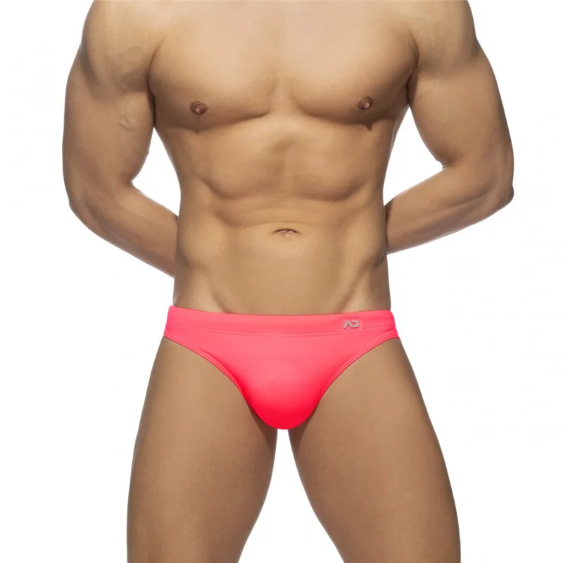 Swim Trunks Men Low Waist Bikini Briefs Solid Color Nylon Anti embarrassing Beach Pants Tying