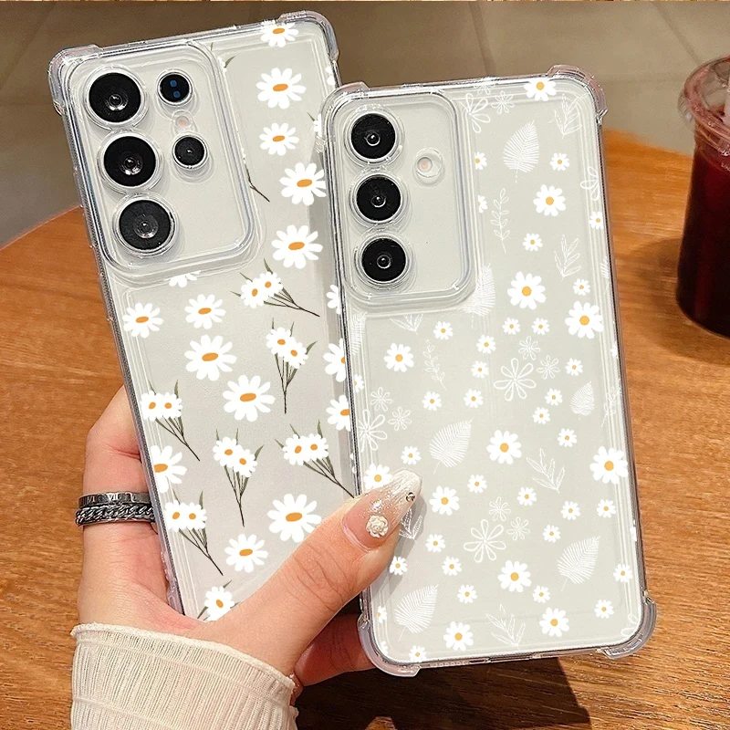 Chic Floral Airbag Corner Clear Phone Case