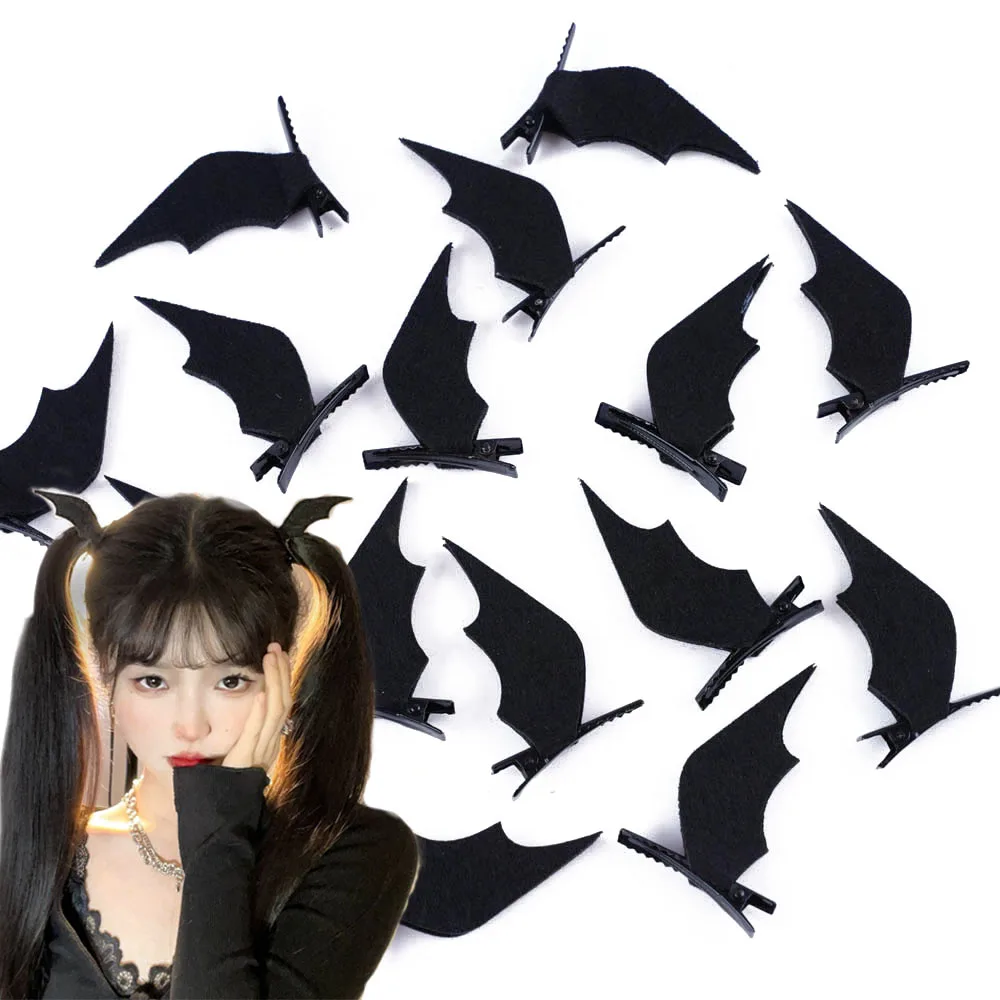 5 Paare/los Mode Punk Teufel Grips Schwarz Fledermaus Flügel Haar Clip Mädchen Kleid-up Haarspange Cosplay Partei Headwear Zubehör geschenke