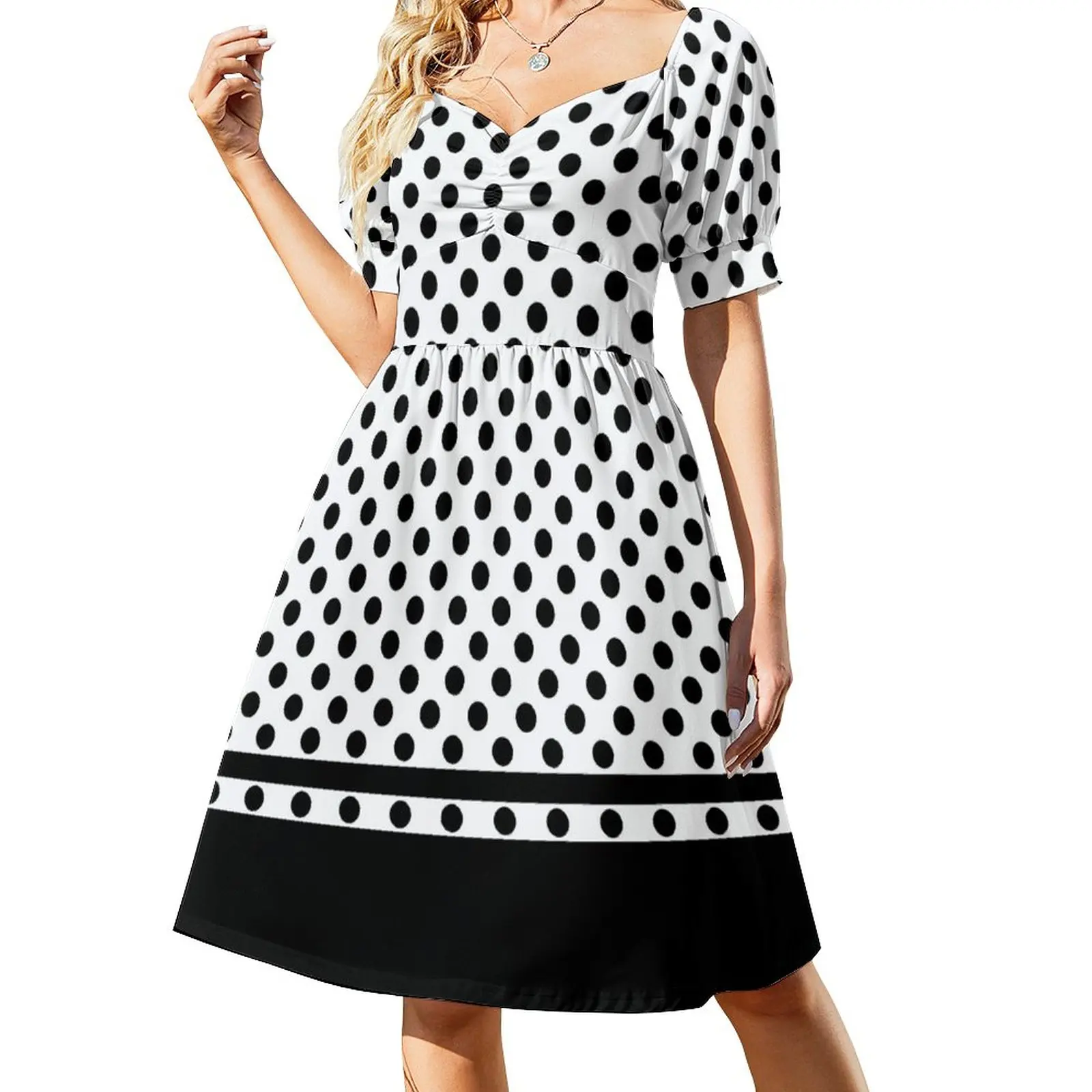 

White and Black Polka Dots Pattern Dress dress party night summer dress daily