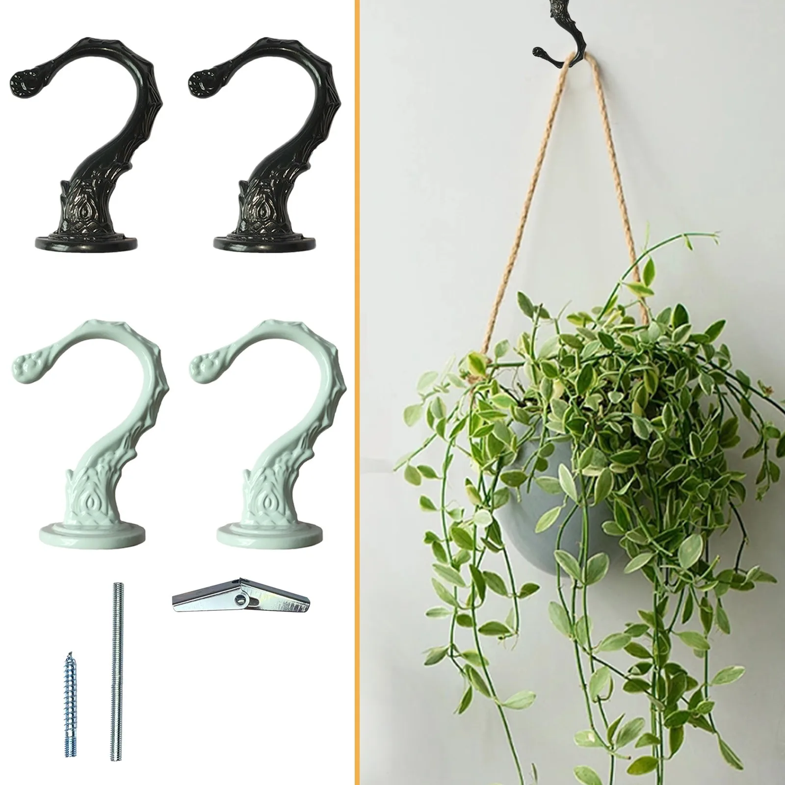 

Zinc alloy Hook Kit White Finish Hanging Ceiling Hook Pack Of 2