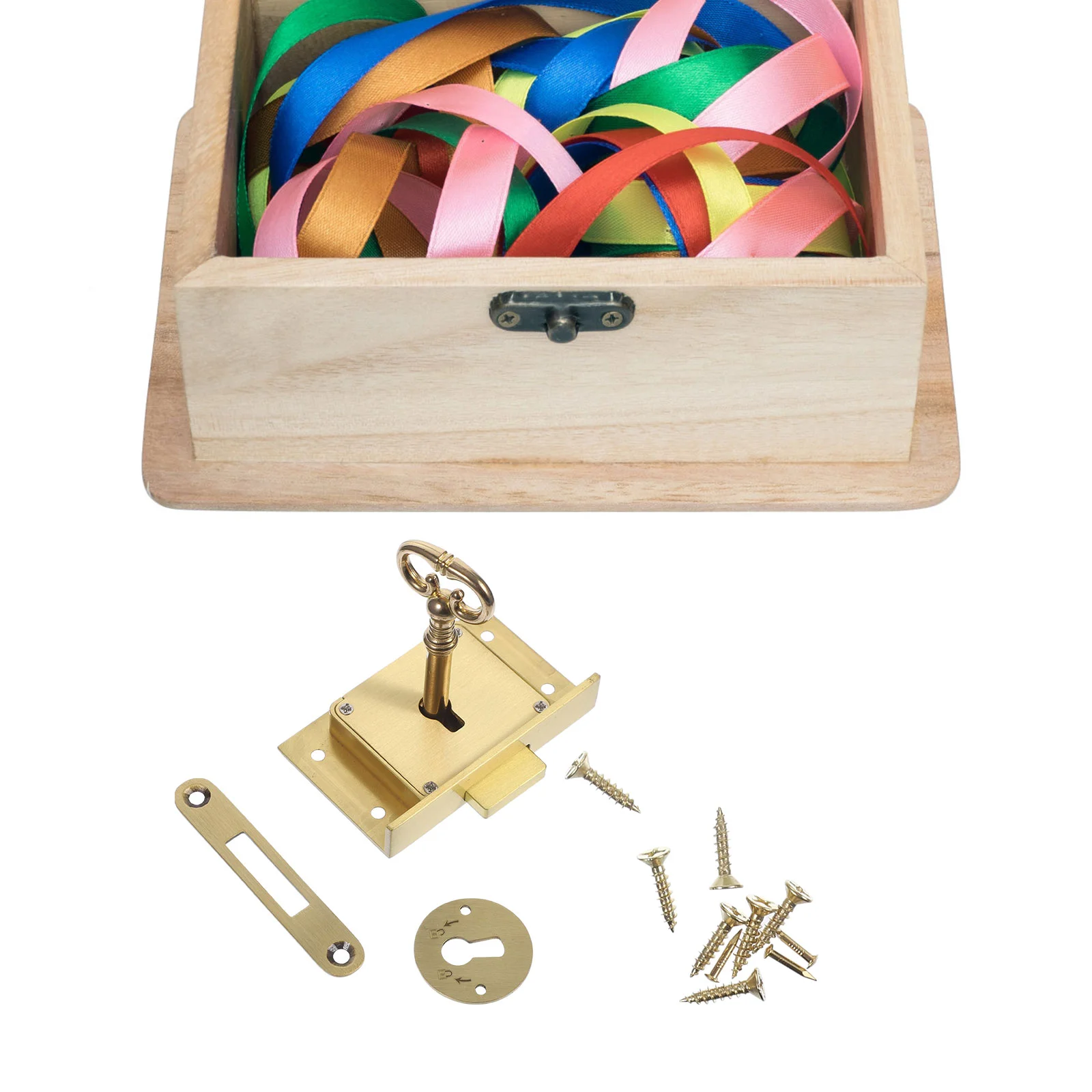 Brass Plated Flush Mount Door Locks Set for Cabinets, Drawers, Mailboxes, and Wardrobes