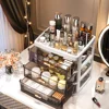 4-Tier Makeup Organizer with Drawers, Large Capacity Dustproof Cosmetic Storage Box , Nordic Style PP Material Desktop Organizer 5