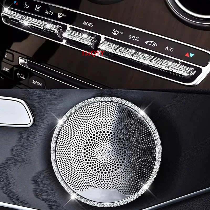 메르세데스 벤츠 C GLC 클래스 W205 X253 센터 콘솔 트림 다이아몬드 커버 크리스탈 스티커 인테리어 액세서리 수정