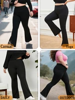 Plus Size Women's Super Soft High Waisted Flare Pants, Leggings Tummy Control Soft Bootleg Bell Bottoms Running - Image 3