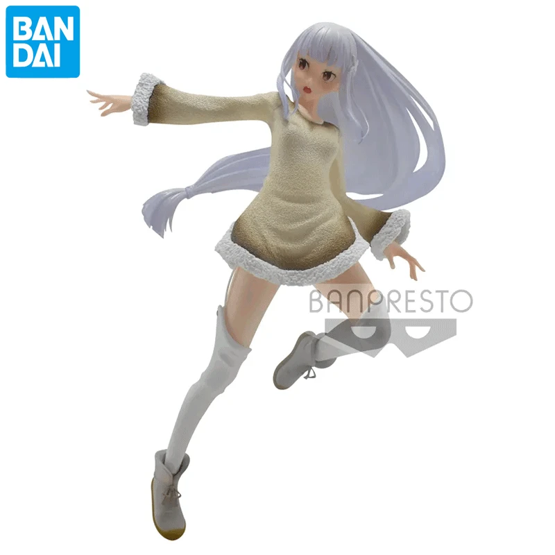 

BANDAI Original Re:Life in A Different World From Zero Emilia Snowsuit Anime Action Figures Collection Model Dolls Toys Gifts