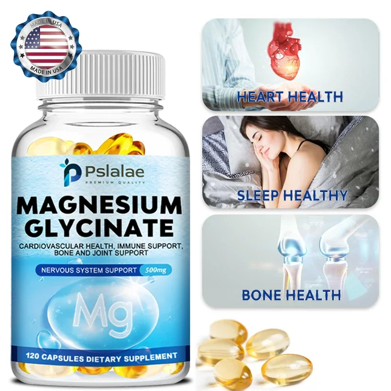 Magnesium Glycinate 500mg-Supports Muscle, Nerve, Joint and Heart Health, Promotes Deep Sleep