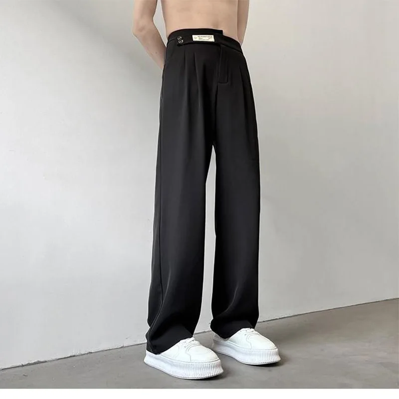 KPOP Fashion Style Harajuku Slim Fit Trousers Loose All Match Straight Cylinder Casual Pants Ice Silk Wide-leg Western Pants