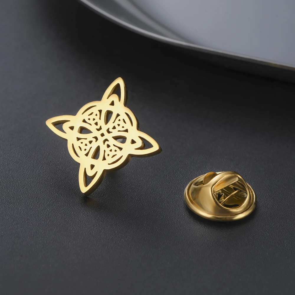 Dawapara Hexenknoten-Brosche, Pins, Celtics Trinity-Knoten, Triquetra-Symbol, viel Glück, heilige Geometrie, Wicca-Schmuck, Edelstahl – Detail 19