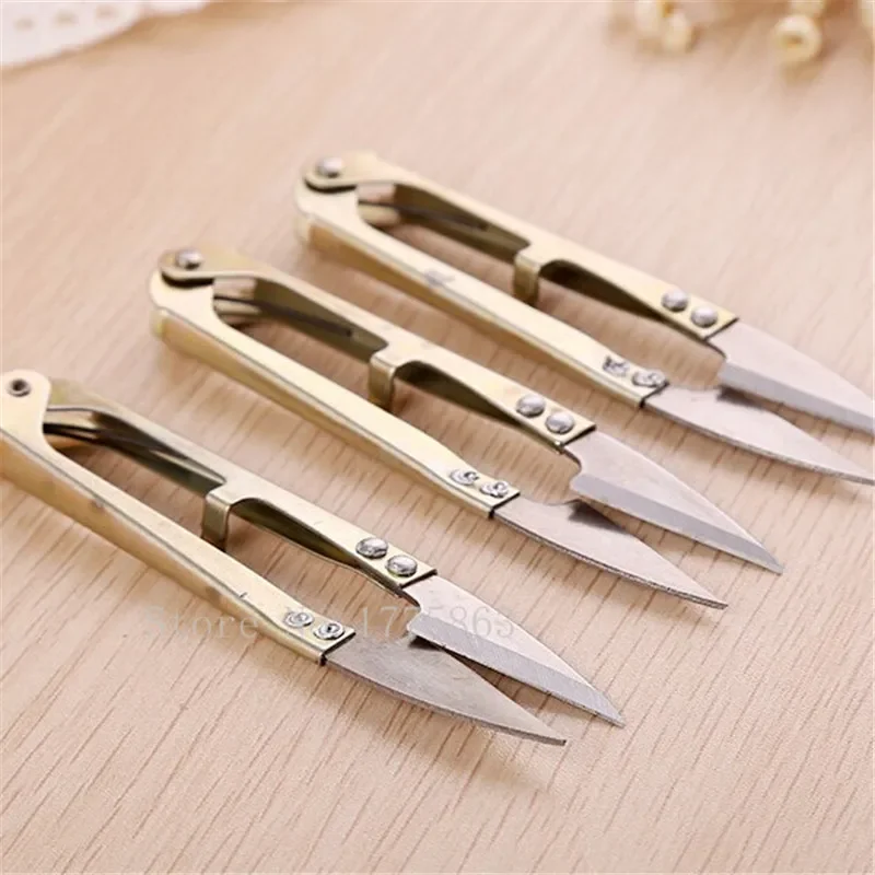 

Practical Sewing Supplies: 2Pcs U Shape Sewing Scissors, Portable Tailor's Scissors, Yarn Snips, Thread Cutter Nippers - AA7481