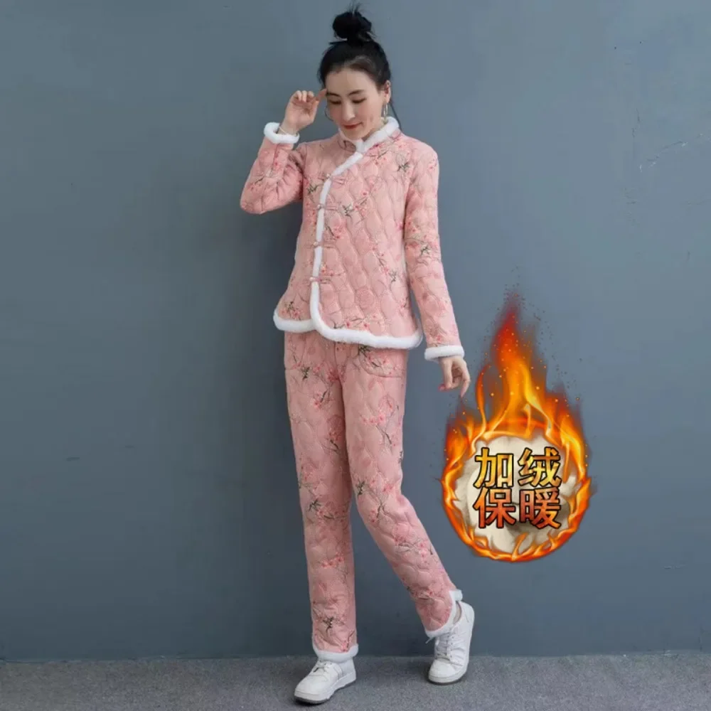 Traditional Ethnic Style Woman Clothing Fashion Clothes Winter Vintage Two Piece Set Women's Sets Chinese Clothes for Women