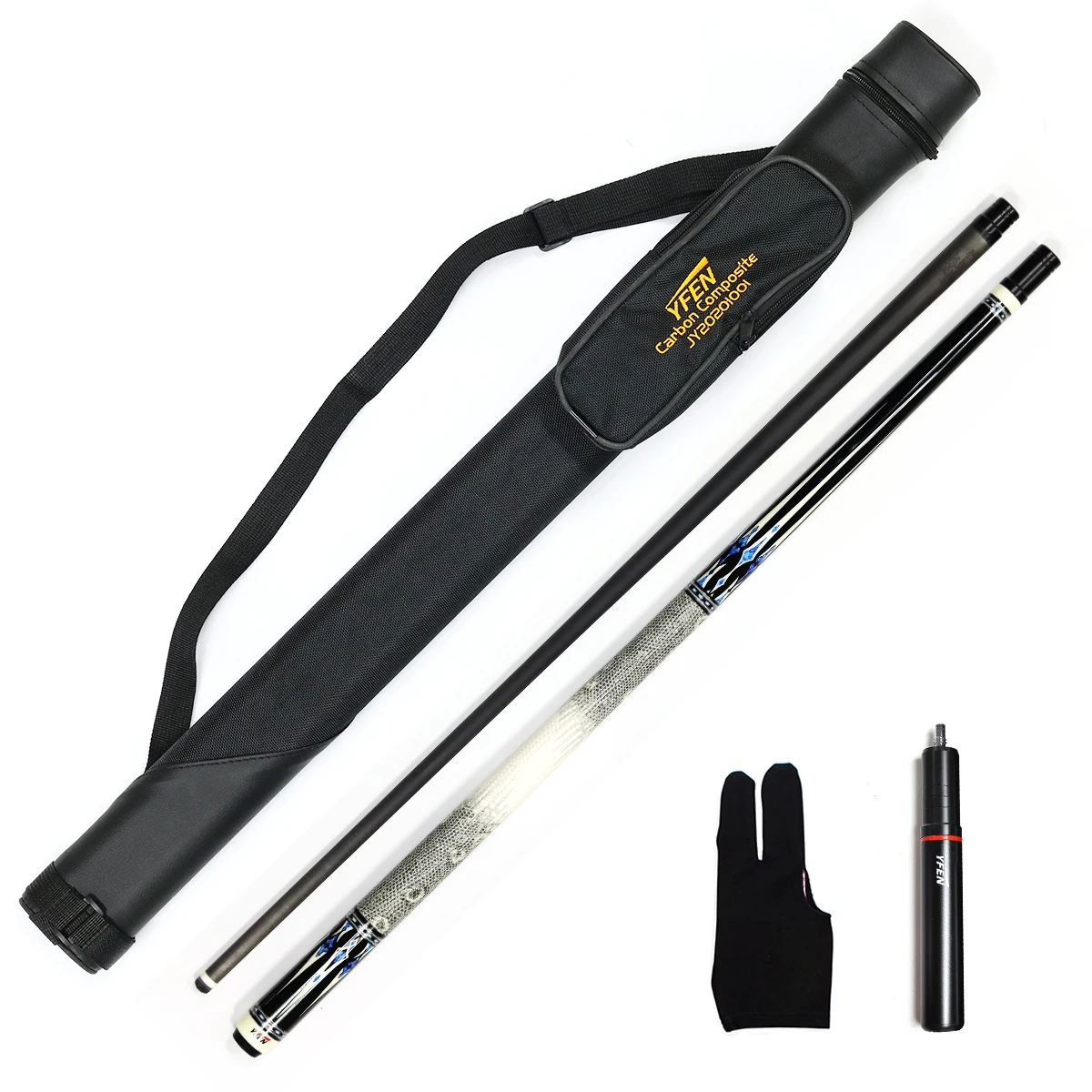 Billiard Yfen Cue 100% Carbon Fiber Shaft Maple Wood Butt 1/2 Pool