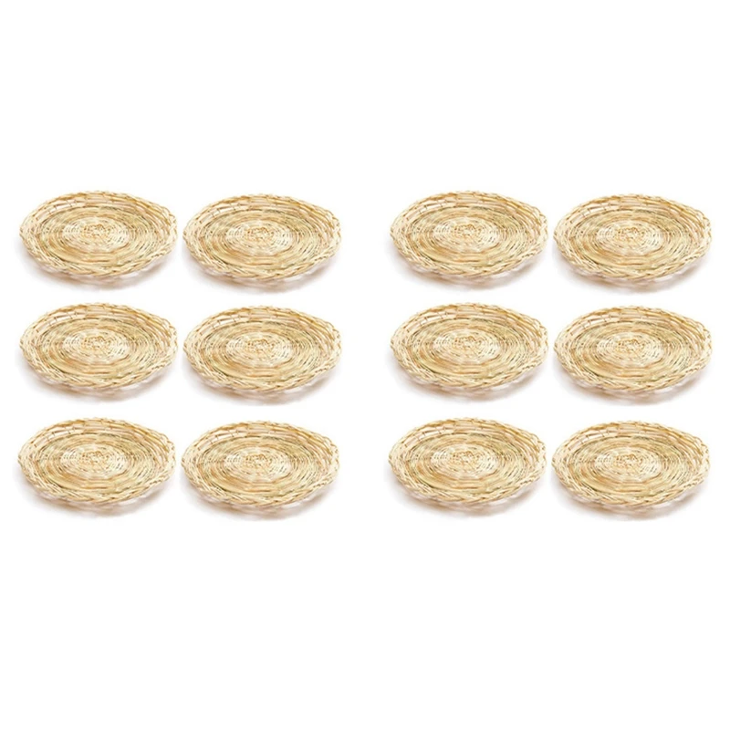 

12Pcs Bamboo Paper Plate Holder - 10 Inch Round Woven Plate Holder, Reusable Paper Plate Holders For Picnic Party