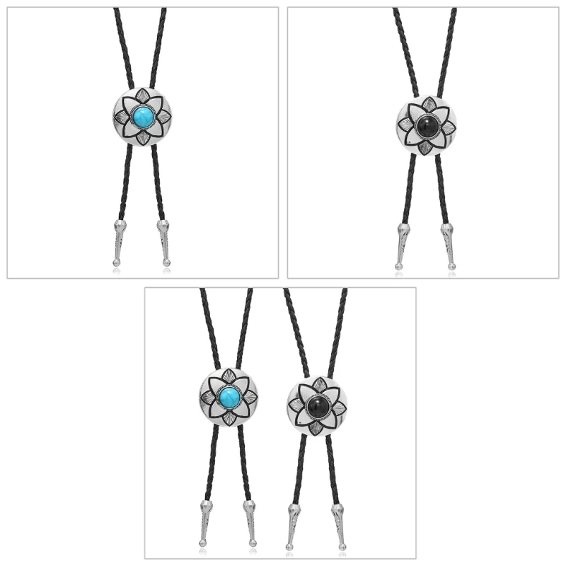 

Metal Flower Stone Cowboy Hat Pendant Vintage Bolo Tie Men Necktie Necklace Shirt Collar Chain Jewelry Dropship