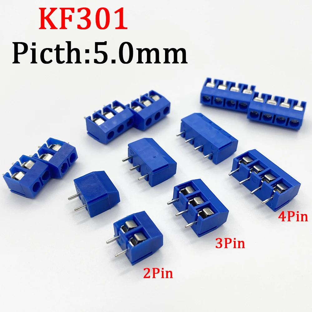 10Pcs KF301 Spliceable Wire Terminal Block PCB Mount Connector