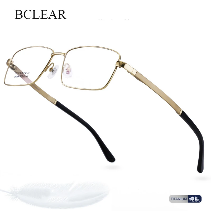 

BCLEAR Ultra-light Men High Quality Pure Titanium Eyeglasses Frames Simple Fashion Gold Business Luxury Spectacle Frame Eyewear