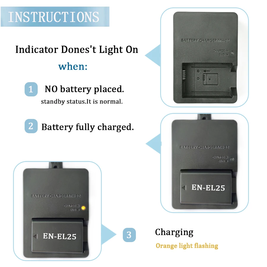 Camera Battery Charger MH-32 MH32 for Nikon EN-EL25 ENEL25 EN25 Battery Z30 Z50 ZFC micro single camera, battery charger