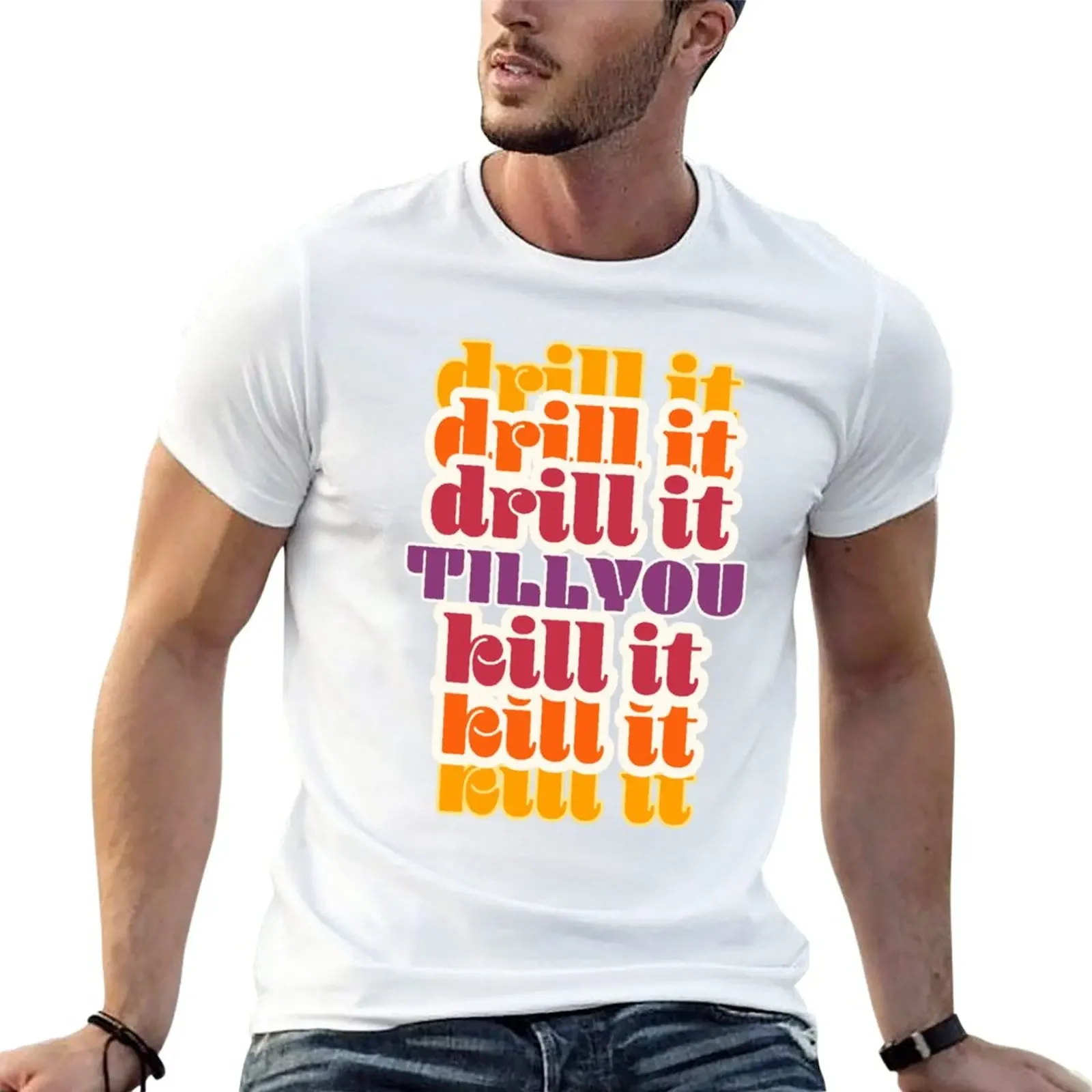 

Drill It mixed color T-Shirt summer clothes sweat shirts t shirts for men graphic