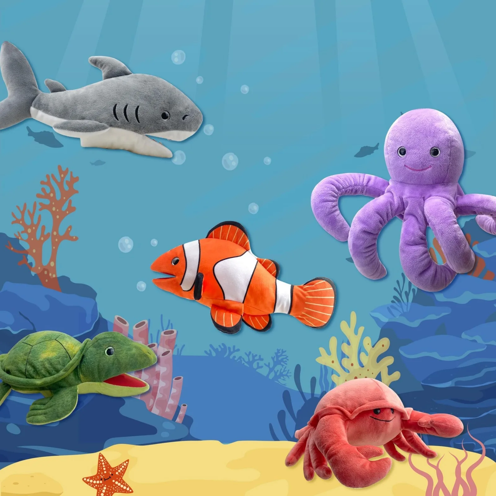 Shark Hand Puppet Plush Doll for Kids Ocean Animal with Moveable Mouth,Soft Stuffed Story Role Play Teaching Toys