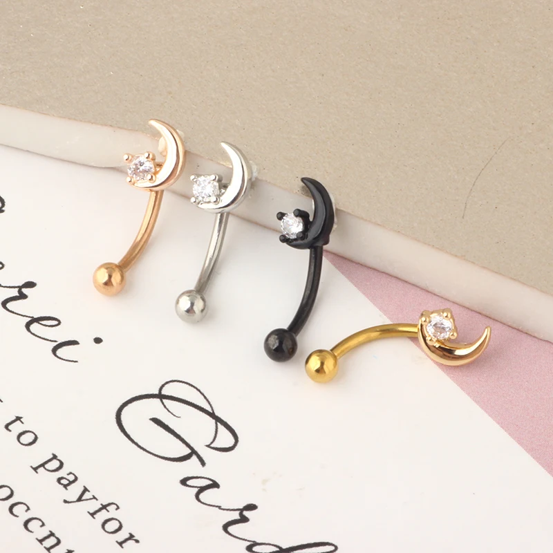 16G Stainless Steel Rook Daith Earrings for Women Belly Lip Ring Cartilage Tragus CZ Body Piercing Curved Barbell Eyebrow Rings