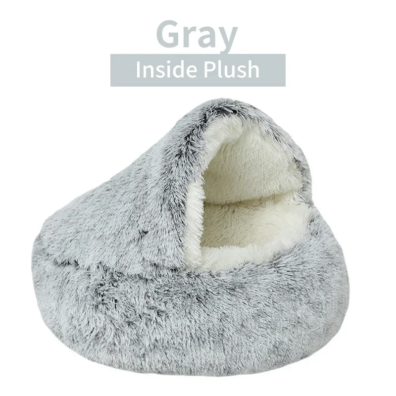 Cozy Plush Winter Cat Bed - 2-in-1 Warm Nest and Sleep Bag