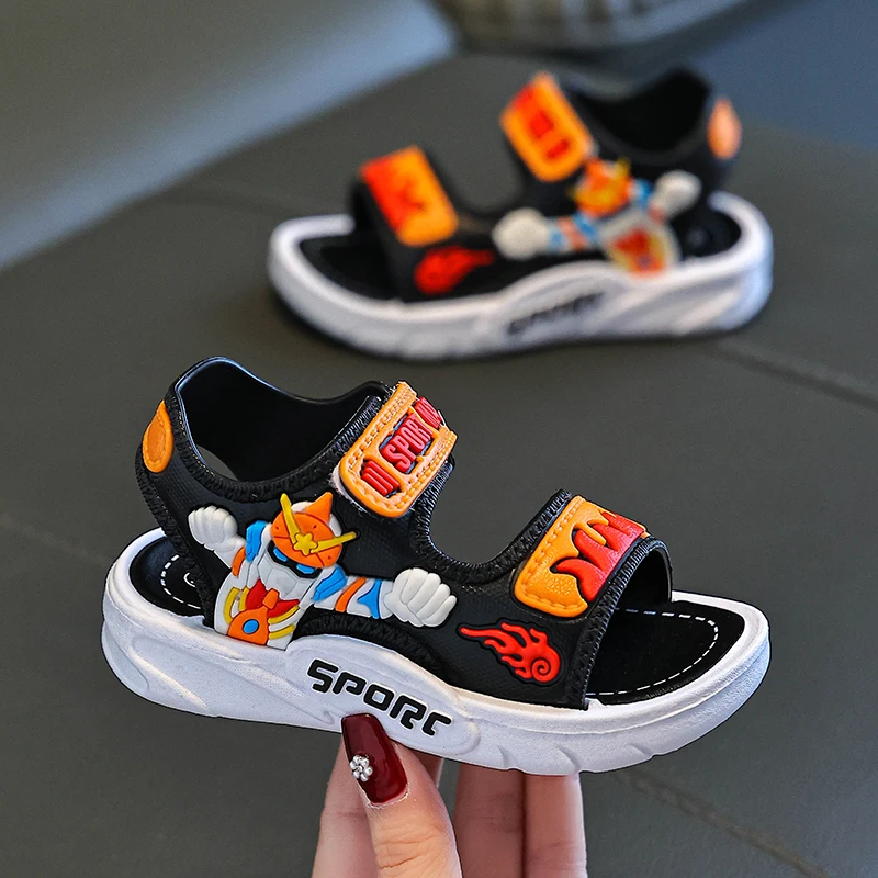 Boys and girls sandals New Big kids Summer baby kids cartoon soft soles Student beach shoes