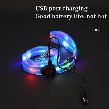Pet light-up collar leash LED flashing collar USB charging dog walking pulling belt adjustable dog collar fashion pet supplies 3