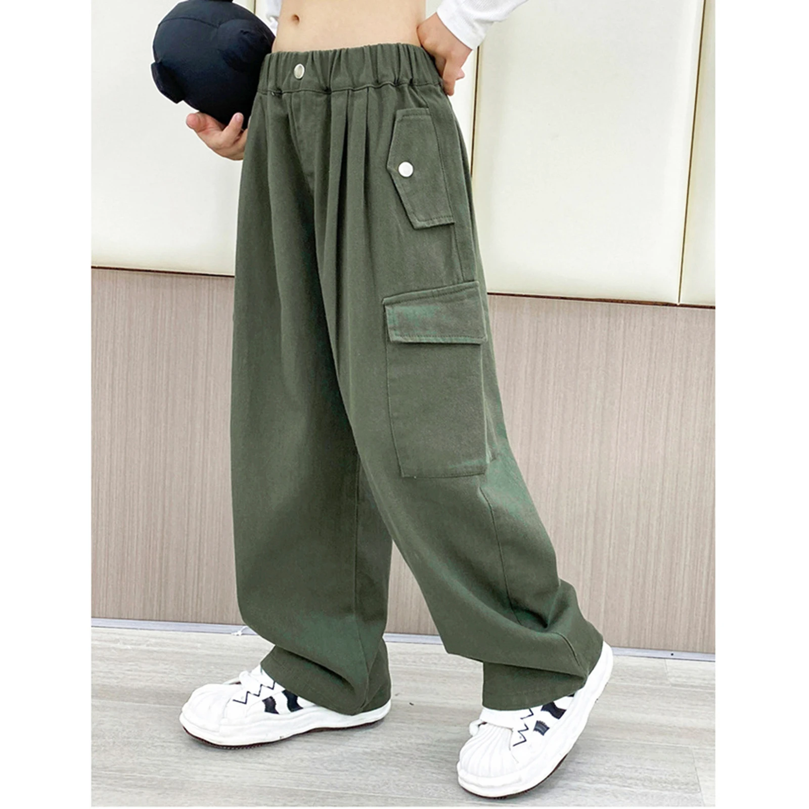 Boys Girls Joggers Sweatpants Cargo Trousers High Waist Hip Hop Jazz Dance  Pants 