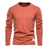 Men‘s T-shirts 100% Cotton Long Sleeve Casual Tops Solid Color High Quality Backing T-Shirt Spring Autumn Classic Men Clothing 4