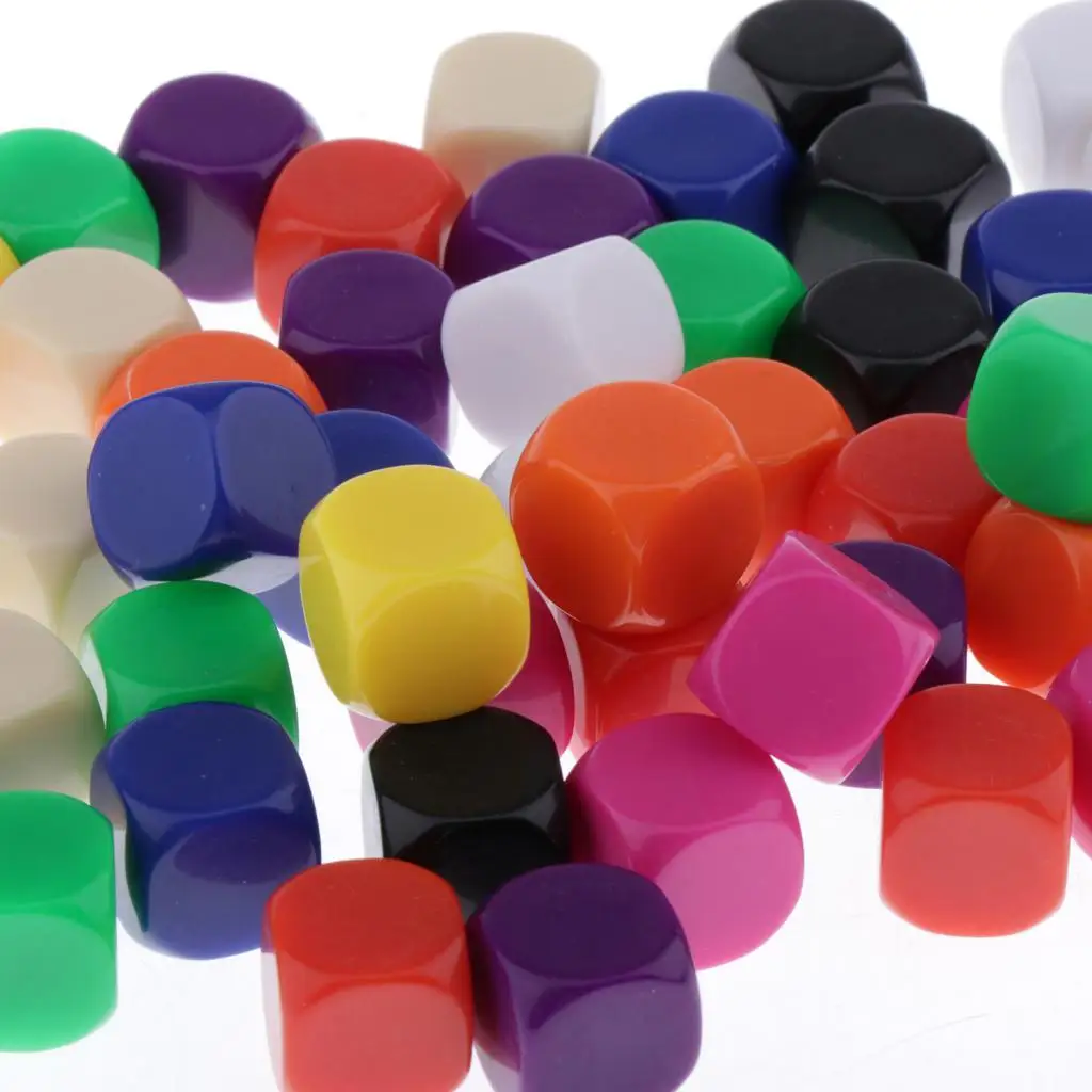 50PCS 16mm BLANK 6 SIDED for Wargames, Casualty Markers - Colorful