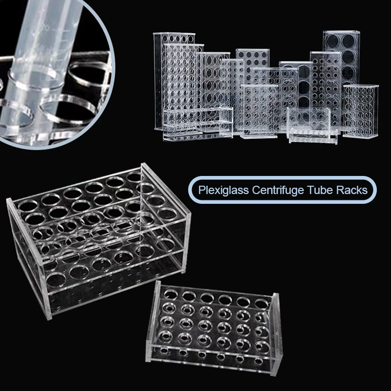 1.5ml/5ml/7-10ml/10-15ml/50ml Holder Organic Glass Test Tube Stand 8/24holes Vents Hole Diameter Plexiglass Centrifuge Tube Rac