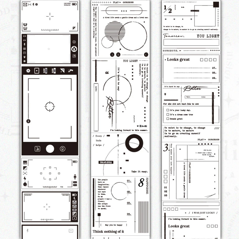 Mr. Paper 흰색 크래프트 종이 테이프, DIY 스크랩북 콜라주 장식 스티커 테이프, 5 가지 스타일, 200cm/롤